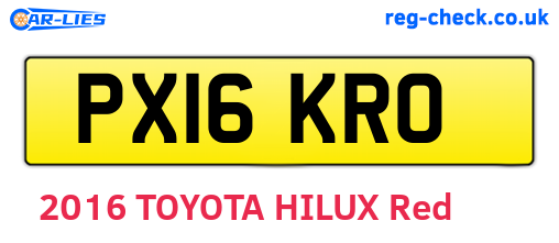 PX16KRO are the vehicle registration plates.