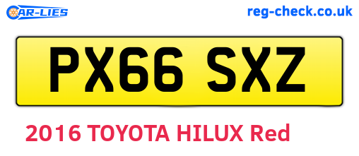 PX66SXZ are the vehicle registration plates.