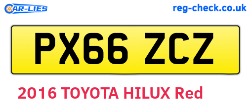 PX66ZCZ are the vehicle registration plates.