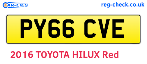 PY66CVE are the vehicle registration plates.
