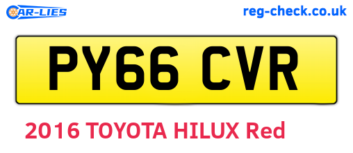 PY66CVR are the vehicle registration plates.
