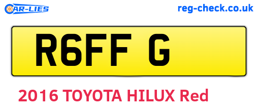 R6FFG are the vehicle registration plates.