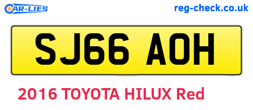 SJ66AOH are the vehicle registration plates.