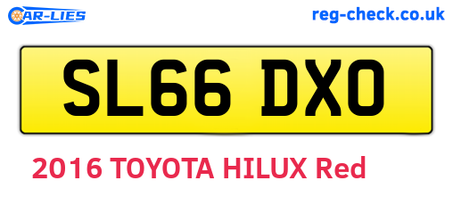 SL66DXO are the vehicle registration plates.