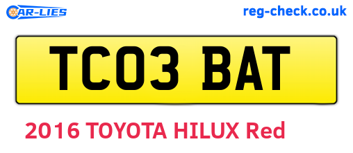 TC03BAT are the vehicle registration plates.