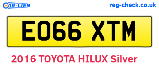 EO66XTM are the vehicle registration plates.