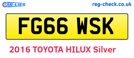 FG66WSK are the vehicle registration plates.