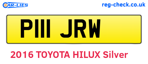 P111JRW are the vehicle registration plates.