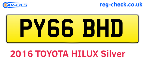 PY66BHD are the vehicle registration plates.