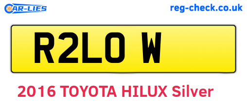 R2LOW are the vehicle registration plates.