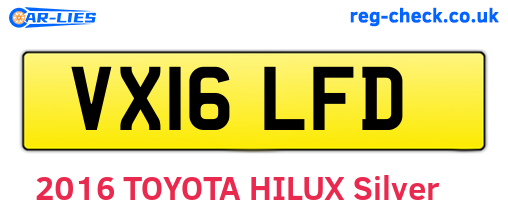 VX16LFD are the vehicle registration plates.