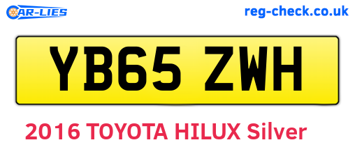 YB65ZWH are the vehicle registration plates.