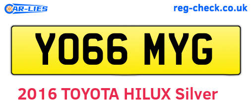 YO66MYG are the vehicle registration plates.