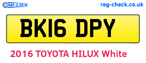 BK16DPY are the vehicle registration plates.
