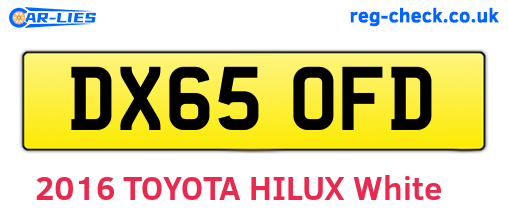 DX65OFD are the vehicle registration plates.