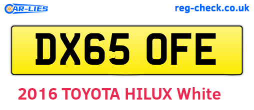 DX65OFE are the vehicle registration plates.