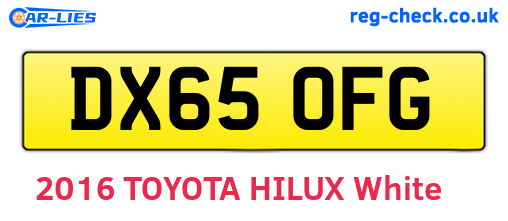 DX65OFG are the vehicle registration plates.