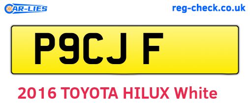 P9CJF are the vehicle registration plates.