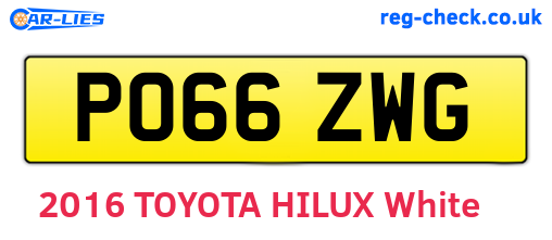 PO66ZWG are the vehicle registration plates.