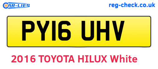 PY16UHV are the vehicle registration plates.