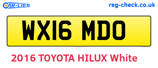 WX16MDO are the vehicle registration plates.