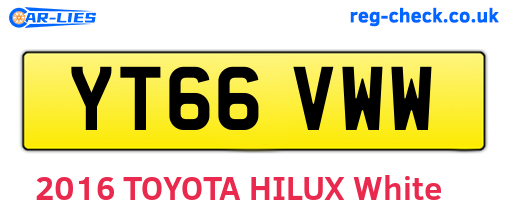 YT66VWW are the vehicle registration plates.