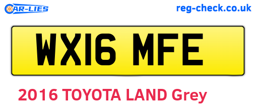 WX16MFE are the vehicle registration plates.
