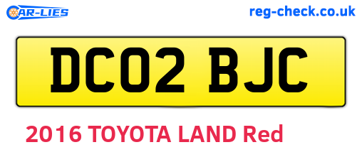 DC02BJC are the vehicle registration plates.