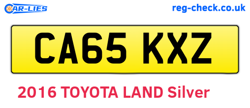 CA65KXZ are the vehicle registration plates.