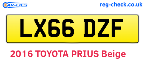 LX66DZF are the vehicle registration plates.