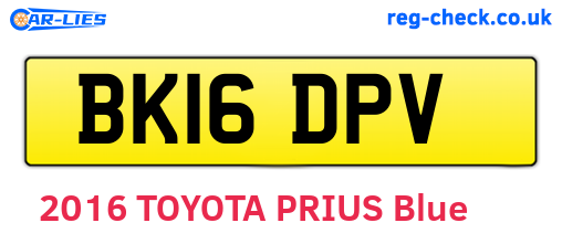 BK16DPV are the vehicle registration plates.
