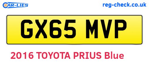 GX65MVP are the vehicle registration plates.