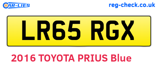 LR65RGX are the vehicle registration plates.