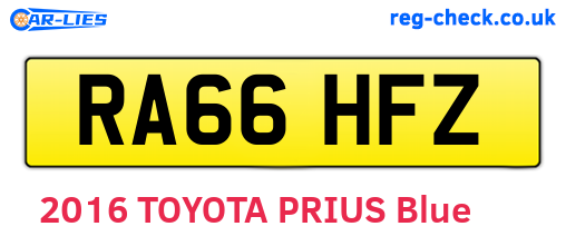 RA66HFZ are the vehicle registration plates.