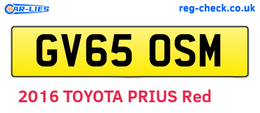 GV65OSM are the vehicle registration plates.
