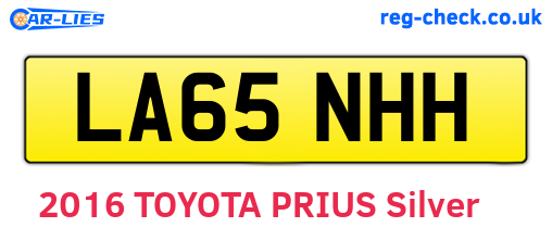 LA65NHH are the vehicle registration plates.
