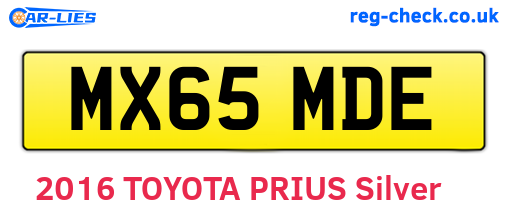 MX65MDE are the vehicle registration plates.