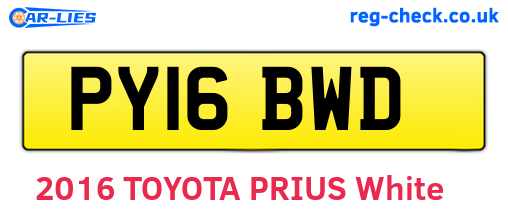 PY16BWD are the vehicle registration plates.