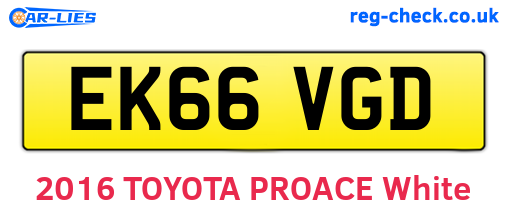 EK66VGD are the vehicle registration plates.