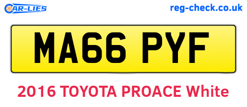 MA66PYF are the vehicle registration plates.
