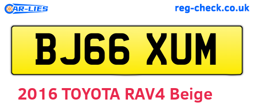 BJ66XUM are the vehicle registration plates.