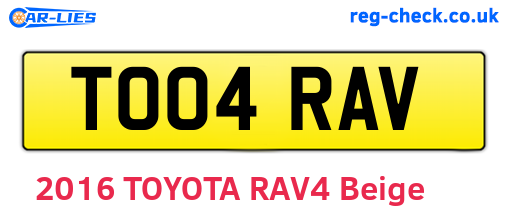 TO04RAV are the vehicle registration plates.