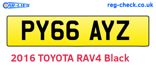 PY66AYZ are the vehicle registration plates.