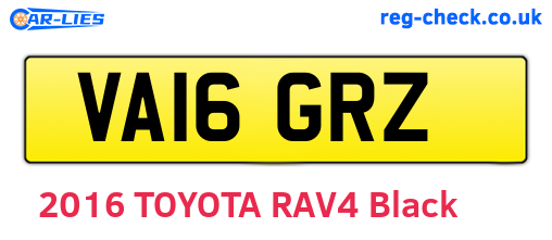 VA16GRZ are the vehicle registration plates.
