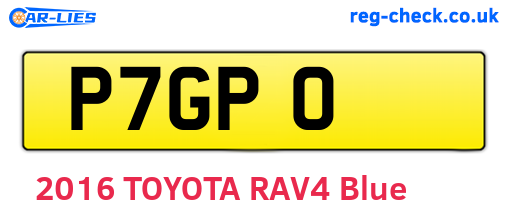 P7GPO are the vehicle registration plates.