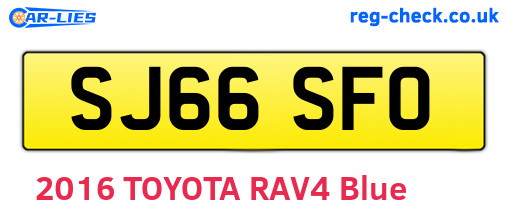 SJ66SFO are the vehicle registration plates.