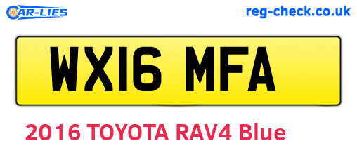 WX16MFA are the vehicle registration plates.