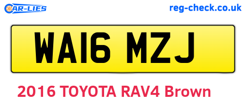 WA16MZJ are the vehicle registration plates.