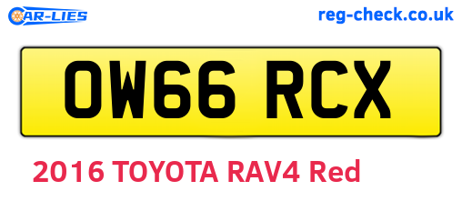 OW66RCX are the vehicle registration plates.
