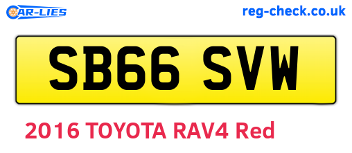 SB66SVW are the vehicle registration plates.